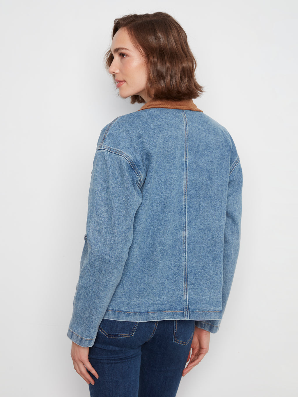 Denim Barn Jacket with Corduroy Collar by Charlie B