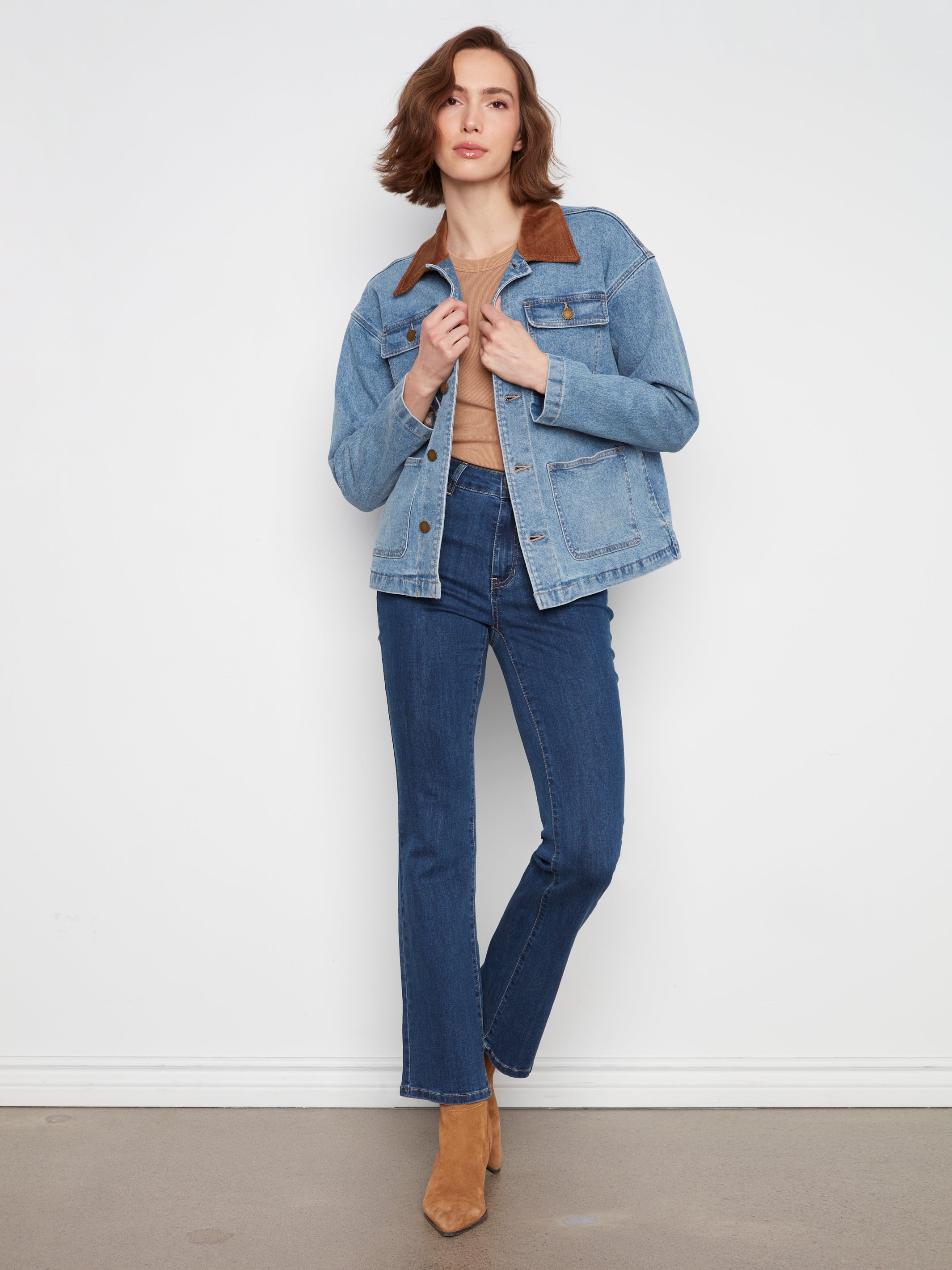 Denim Barn Jacket with Corduroy Collar by Charlie B