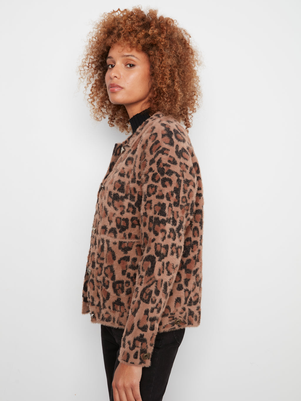 Soft Eyelash Yarn Jacquard Jacket by Charlie B