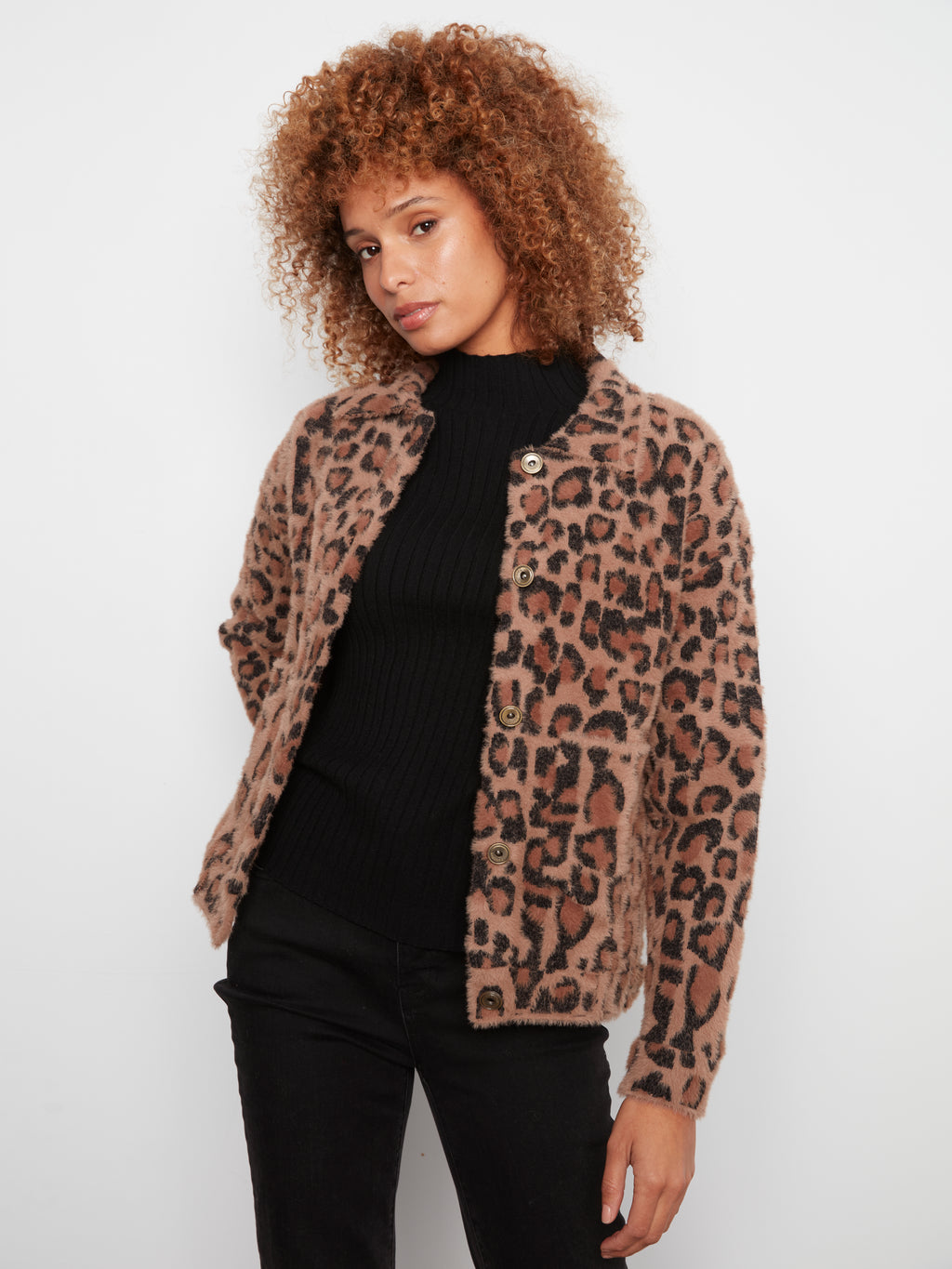 Soft Eyelash Yarn Jacquard Jacket by Charlie B