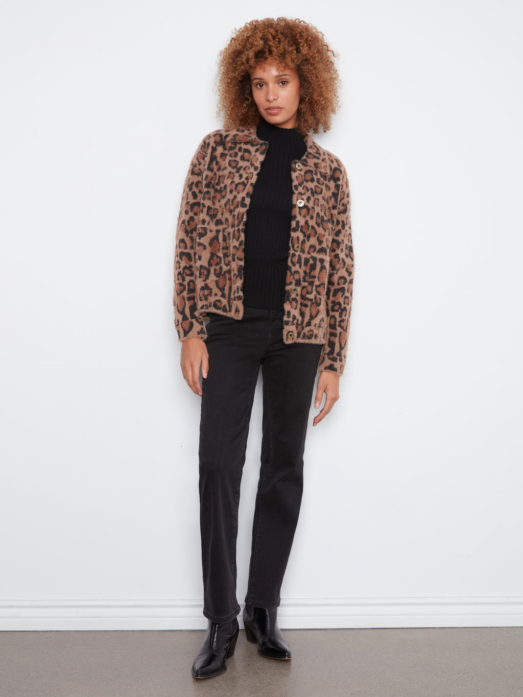 Soft Eyelash Yarn Jacquard Jacket by Charlie B