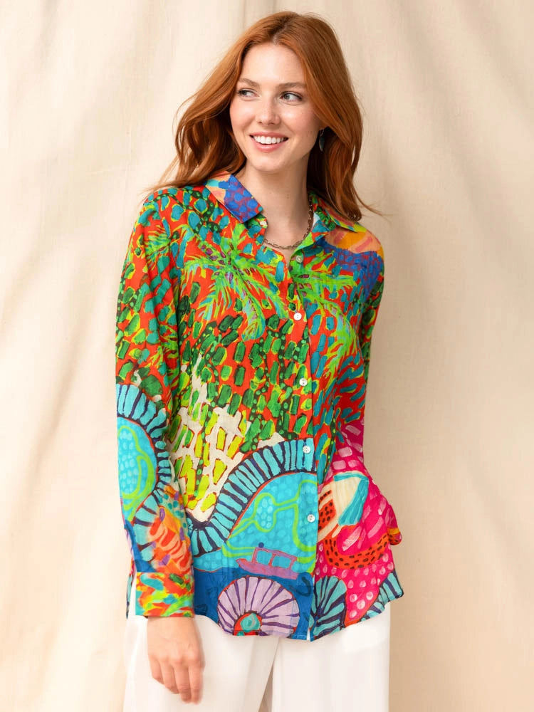 Artistic Button Front Blouse by Claire Desjardins