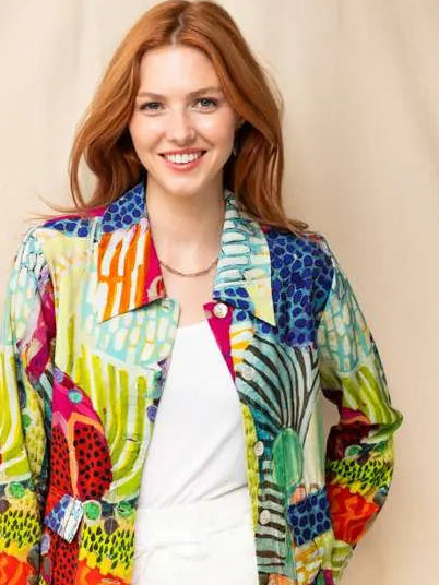Abstract Print Button Front Jacket by Claire Desjardins