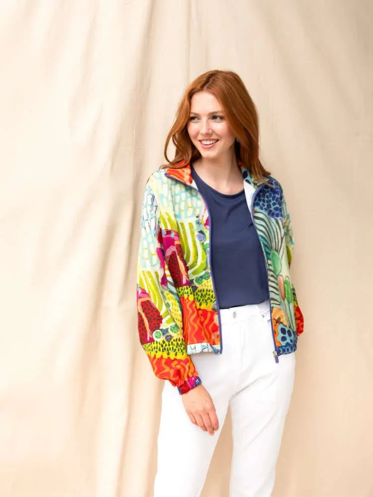 Artistic Print Zipper Front Jacket by Claire Desjardins