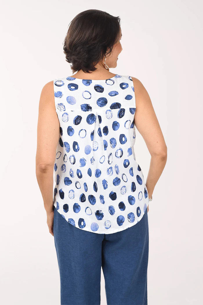 Linen Dot Pleat Back Tank by Habitat