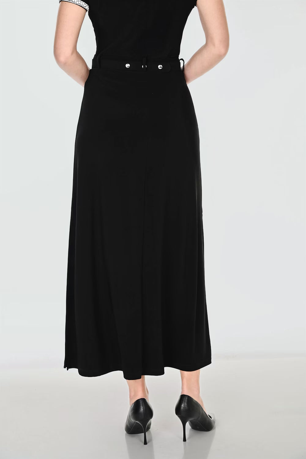 Frank Lyman Jersey Maxi Skirt with Rhinestone Embellished Belt