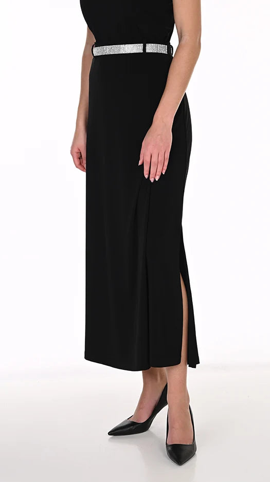 Frank Lyman Jersey Maxi Skirt with Rhinestone Embellished Belt