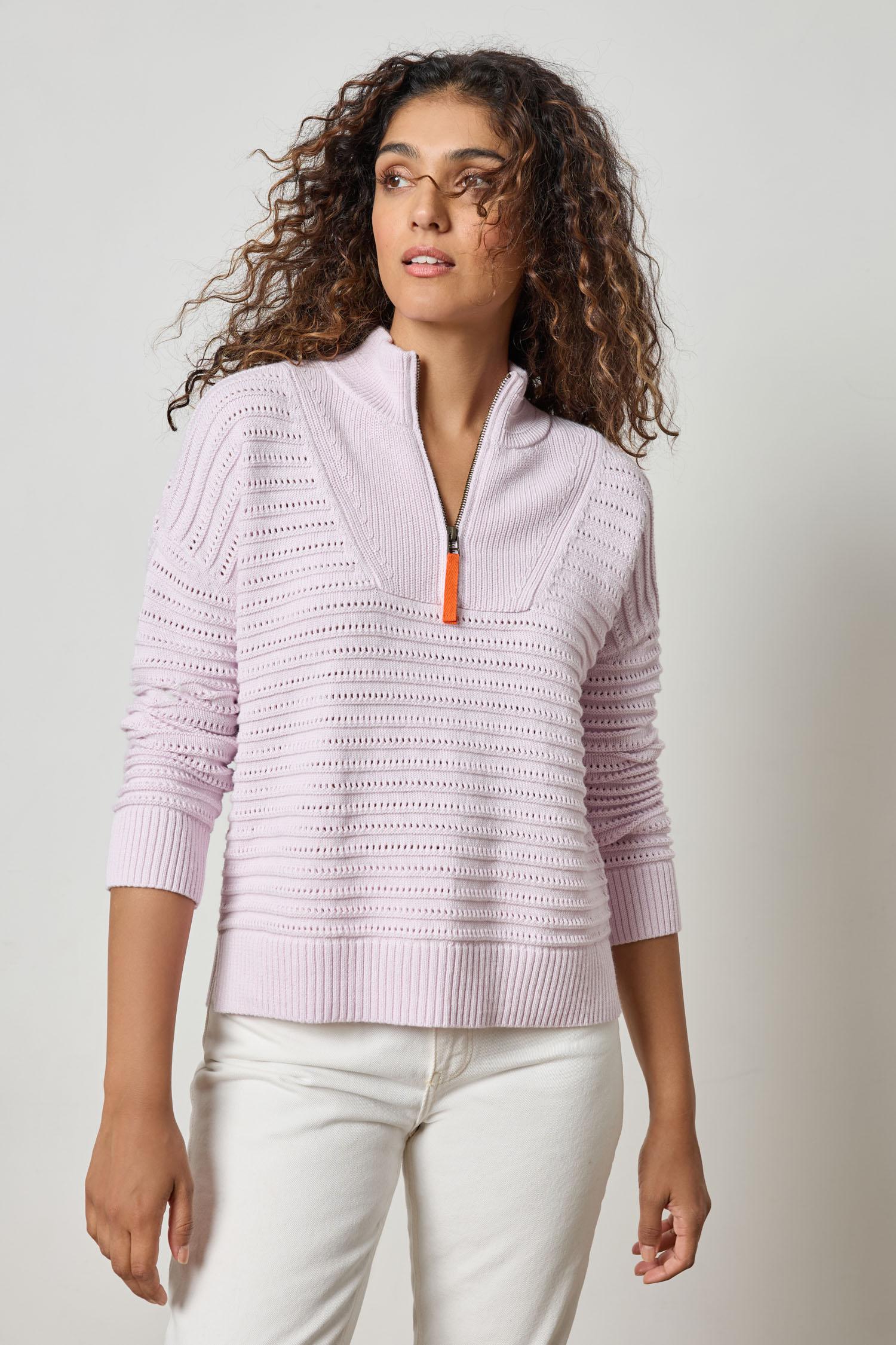 Pointelle Half-Zip Sweater by Lilla P