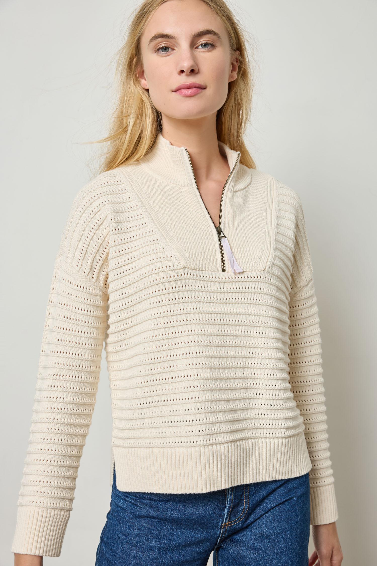 Pointelle Half-Zip Sweater by Lilla P