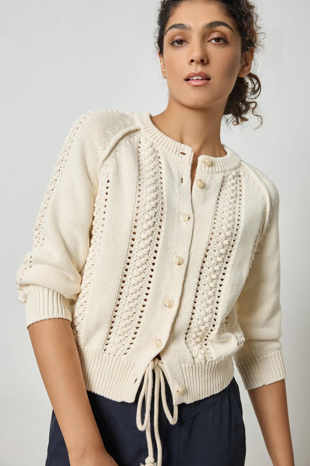 Cotton Bobble Stitch Novelty Cardigan by Lilla P