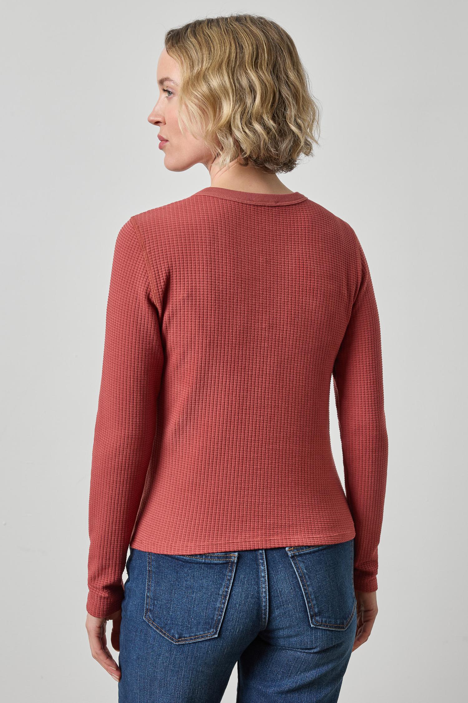 Slim Textured Waffle Knit Crew Neck Top by Lilla P