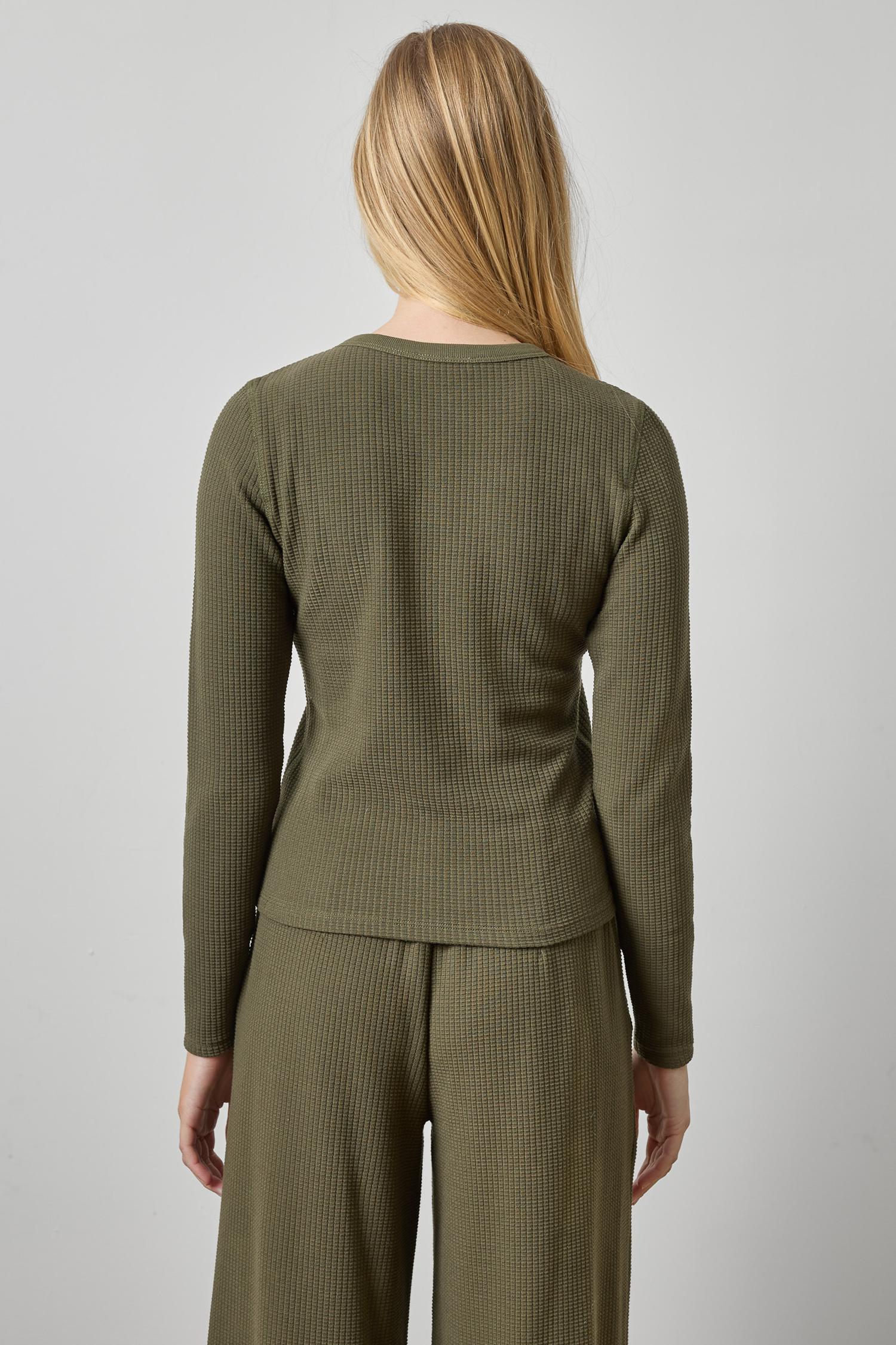 Slim Textured Waffle Knit Crew Neck Top by Lilla P