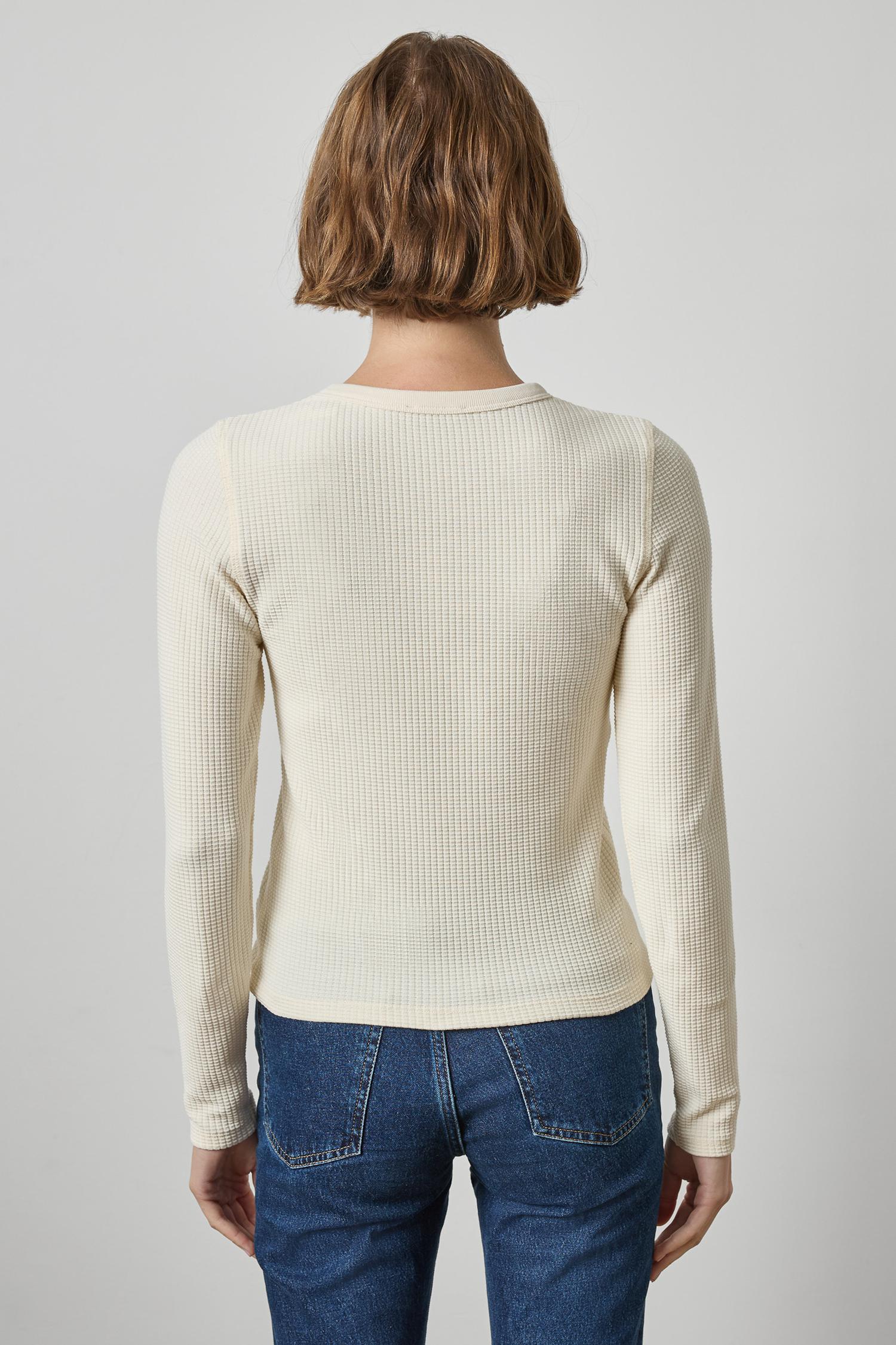 Slim Textured Waffle Knit Crew Neck Top by Lilla P