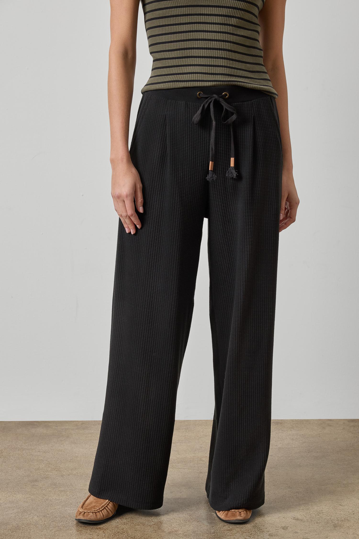 Lilla P Waffle Texture Full Length Pleated Pant