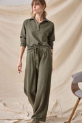 Lilla P Waffle Texture Full Length Pleated Pant