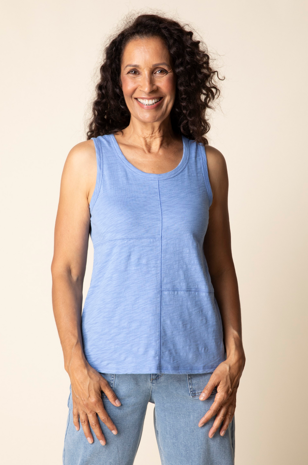 Cotton Pebble Pieced-Tank Top by Habitat