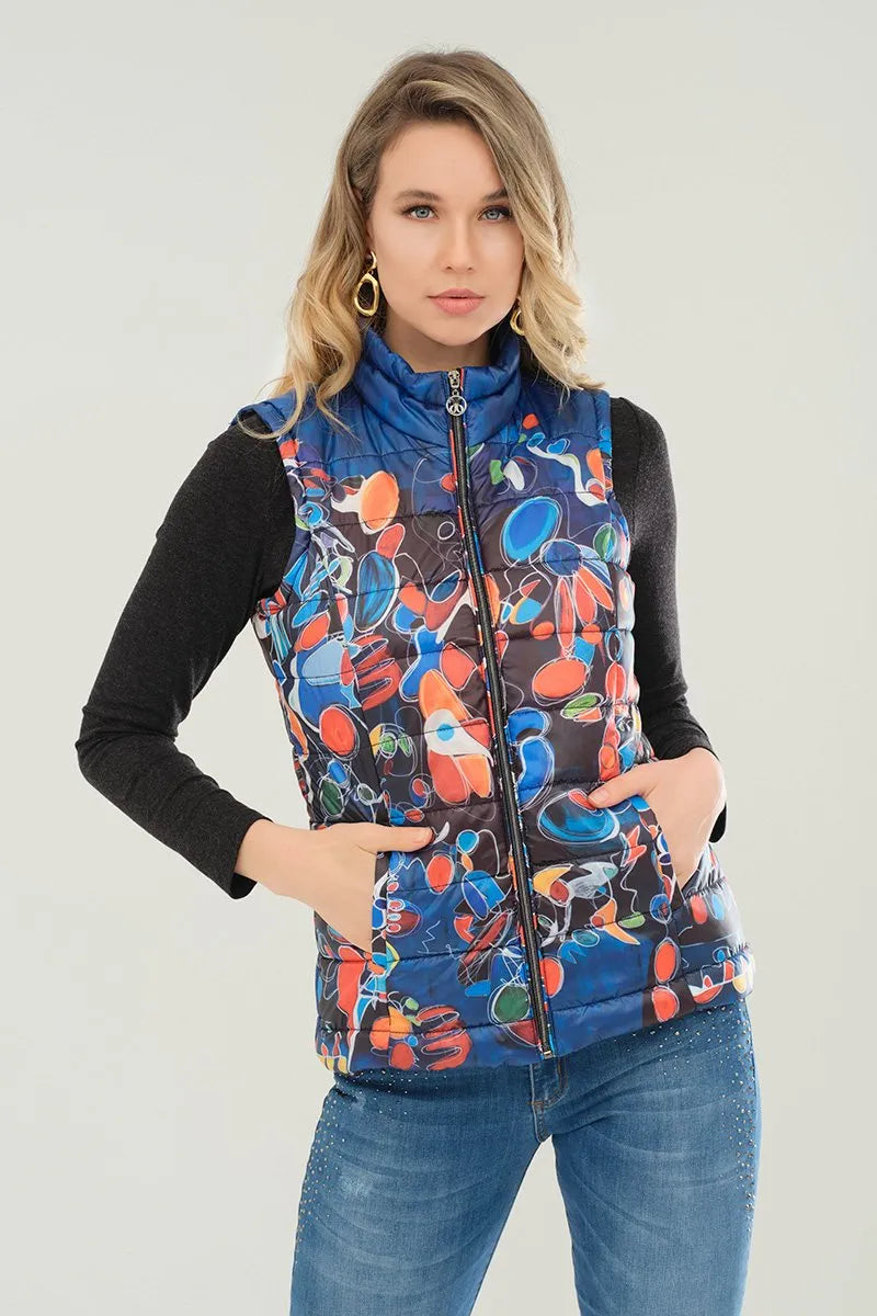 "Provencal Market" Art Print Puffer Vest by Dolcezza