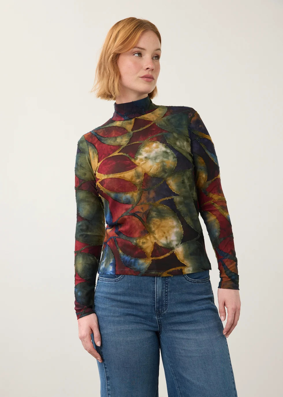 FDJ Long Sleeve Mock Neck Top, Autumnal