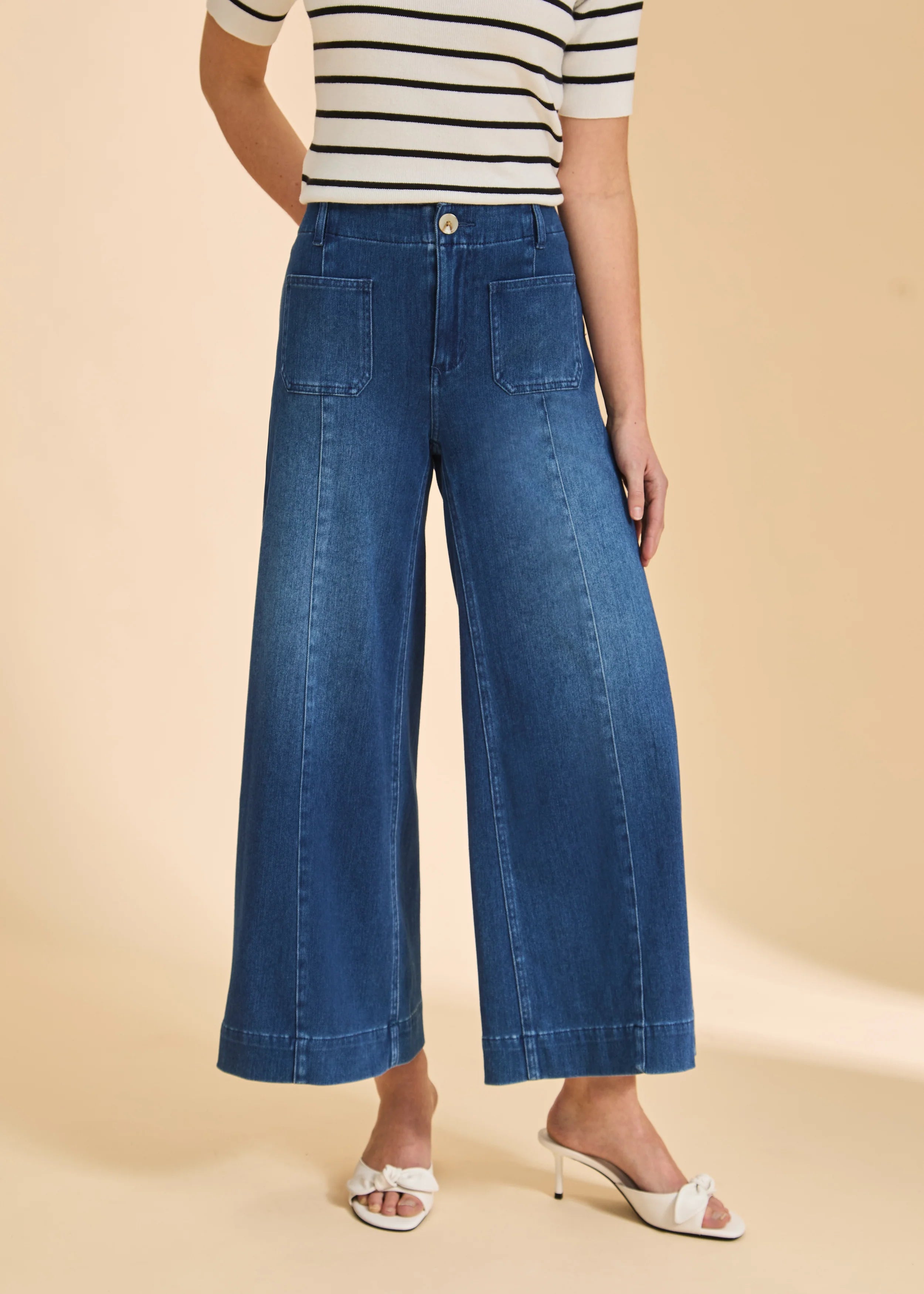 Pull-On Wide Crop Denim Pant by FDJ