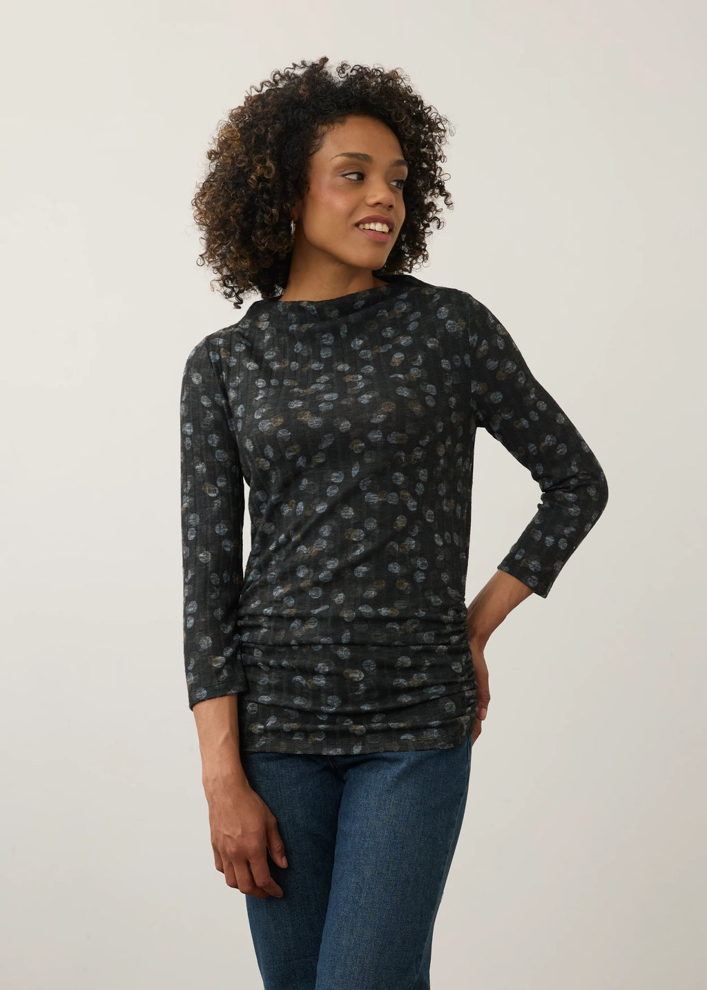FDJ Printed Mock Neck Top -- Dapple Dots