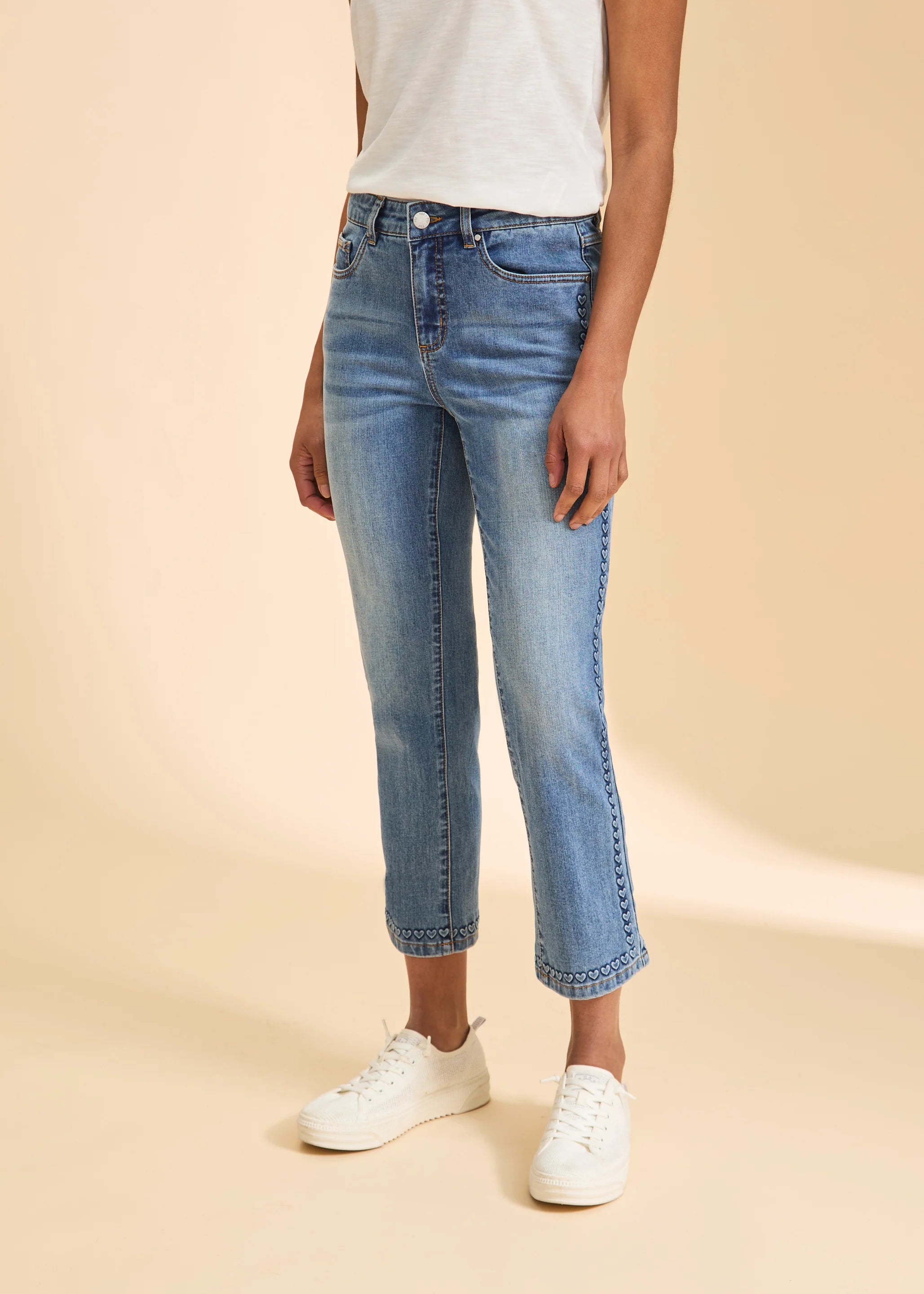 Olivia Straight Crop Denim with Hearts by FDJ