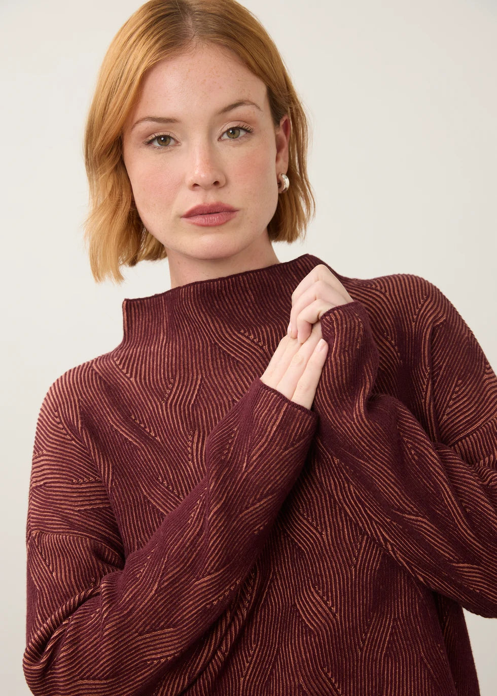 FDJ Long Sleeve Funnel Neck Sweater Fig