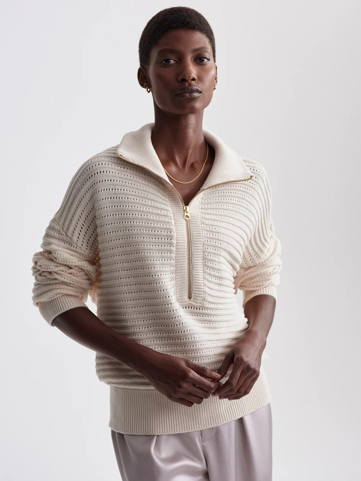 Tara Pointelle Half-Zip Sweater by Varley