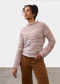 FDJ Boat Neck Long Sleeve Sweater, Multi Spacedye