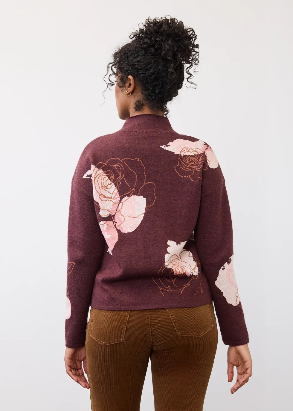 FDJ Mock Neck Loose Fit Sweater Rose Fig