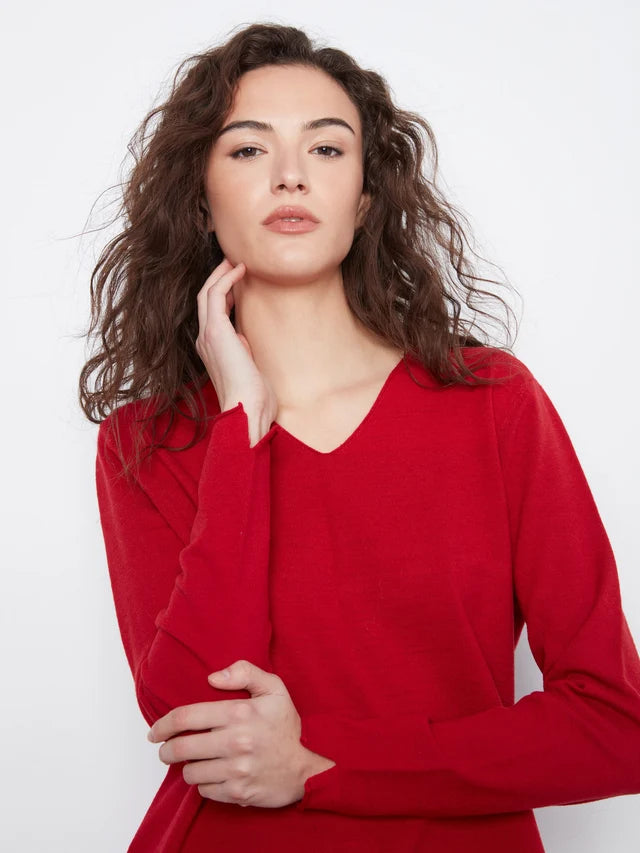  Charlie B Basic V-Neck Sweater - Equestrian