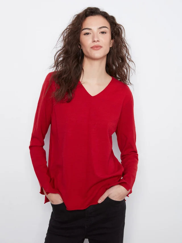  Charlie B Basic V-Neck Sweater - Equestrian