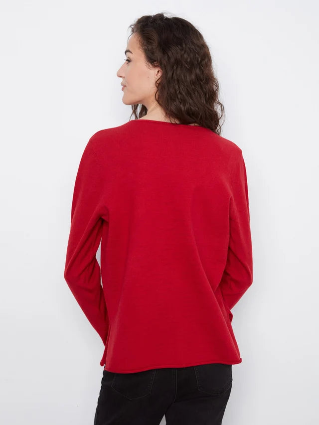  Charlie B Basic V-Neck Sweater - Equestrian