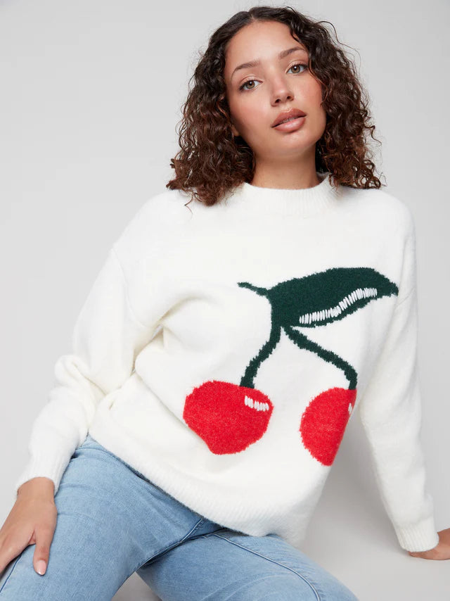 Cherry Drop Shoulder Sweater by Charlie B