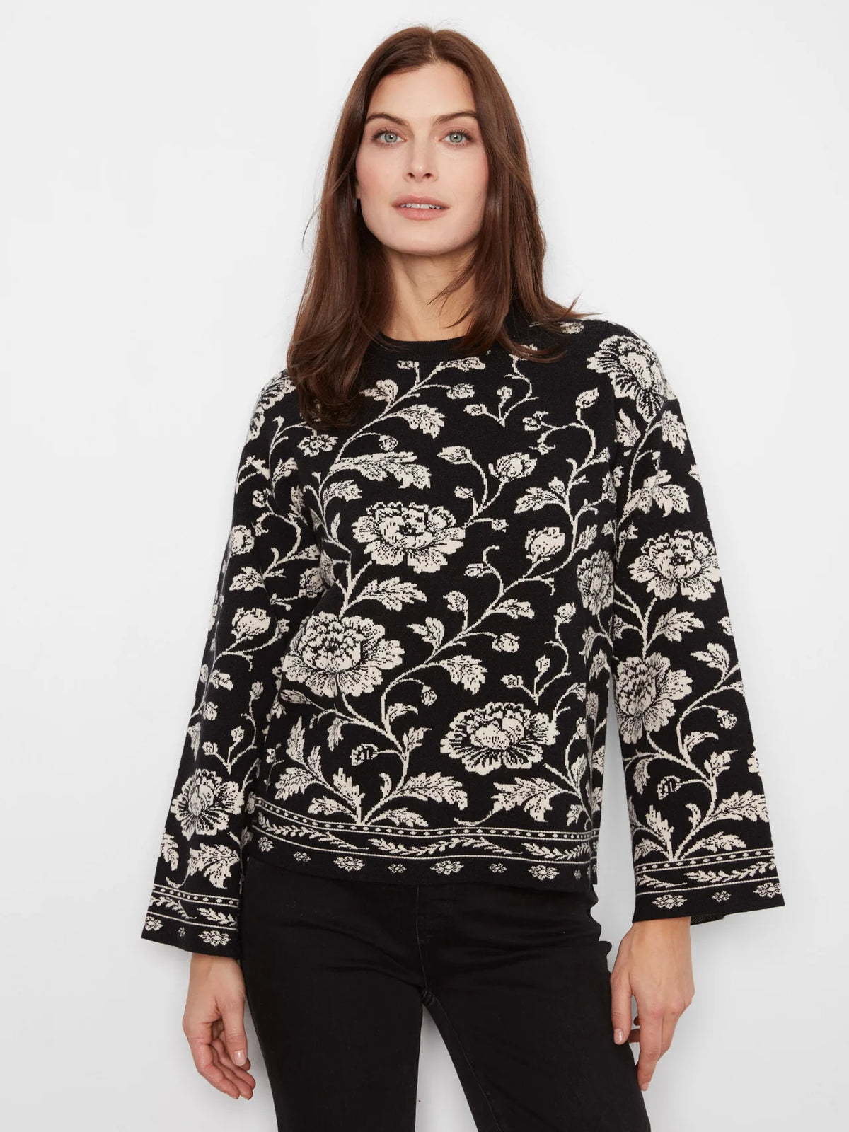 Charlie B Crew Neck Jacquard Sweater - Rococo