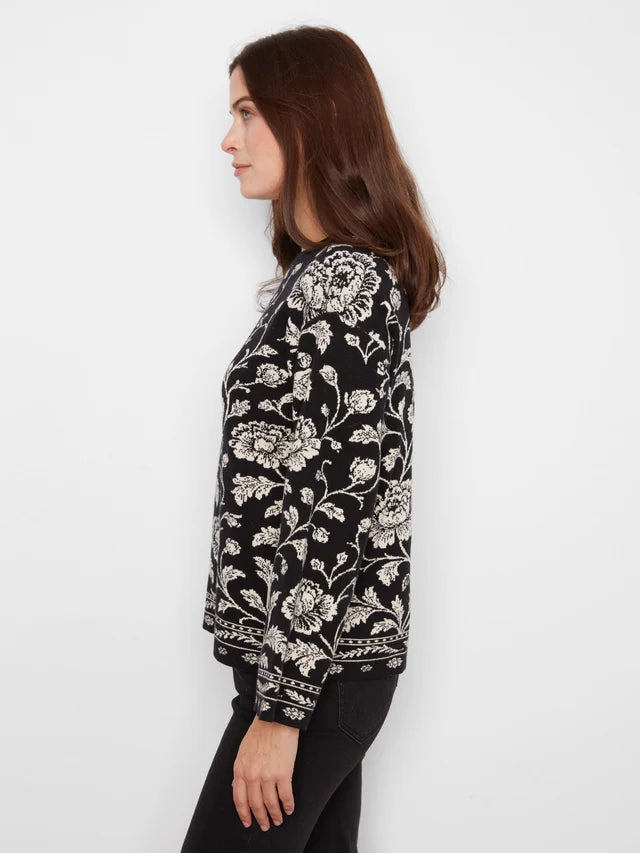 Charlie B Crew Neck Jacquard Sweater - Rococo