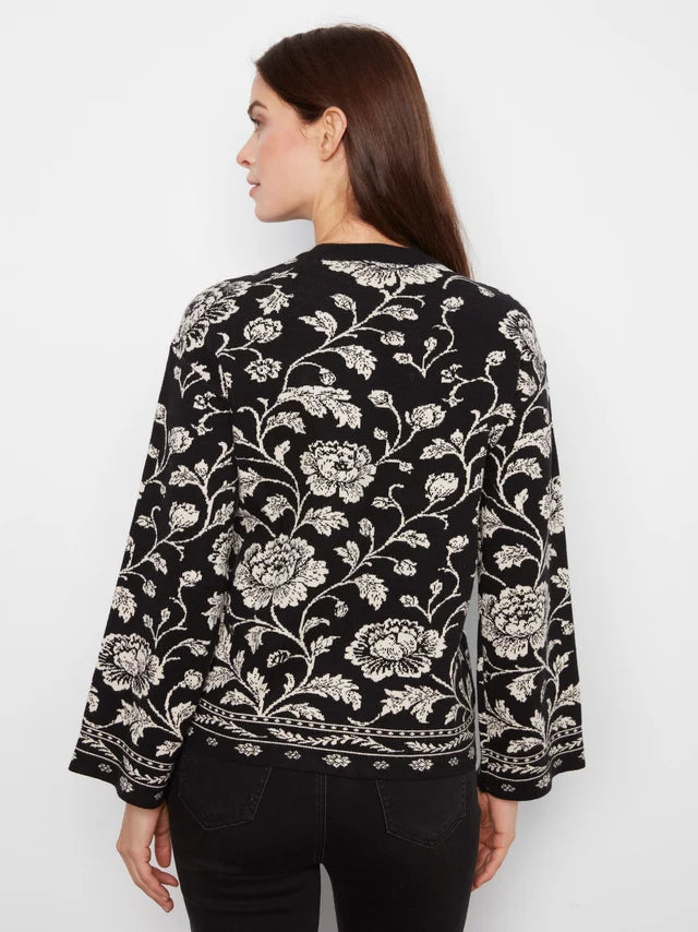 Charlie B Crew Neck Jacquard Sweater - Rococo
