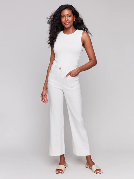 Cropped Linen Blend Pants by Charlie B