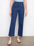 Cropped Wide Leg Stretch Jeans - Indigo by Charlie B