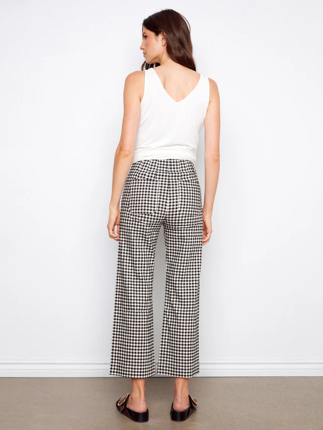 Gingham Cropped Linen Blend Pants by Charlie B