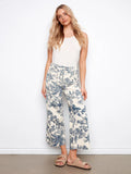 Versailles Printed Cropped Patch Pocket Flare Pants by Charlie B