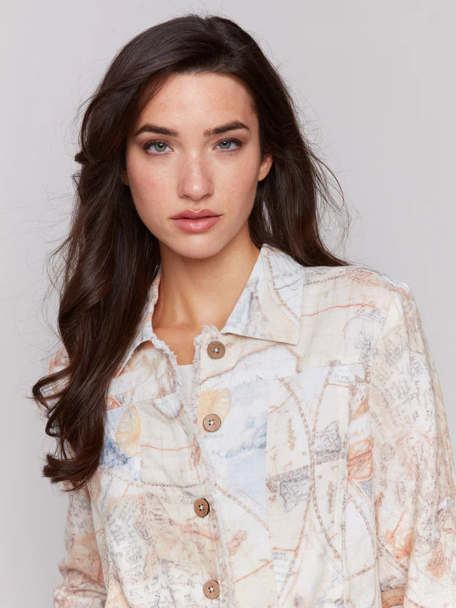 Printed Linen Blend Jacket by Charlie B