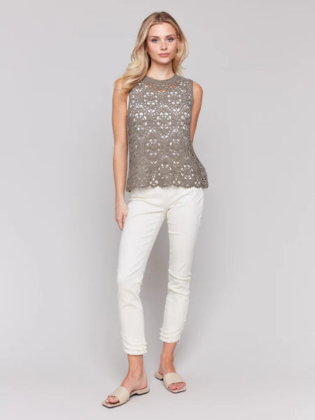 Sleeveless Floral Crochet Top by Charlie B