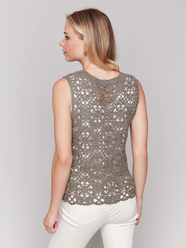 Sleeveless Floral Crochet Top by Charlie B