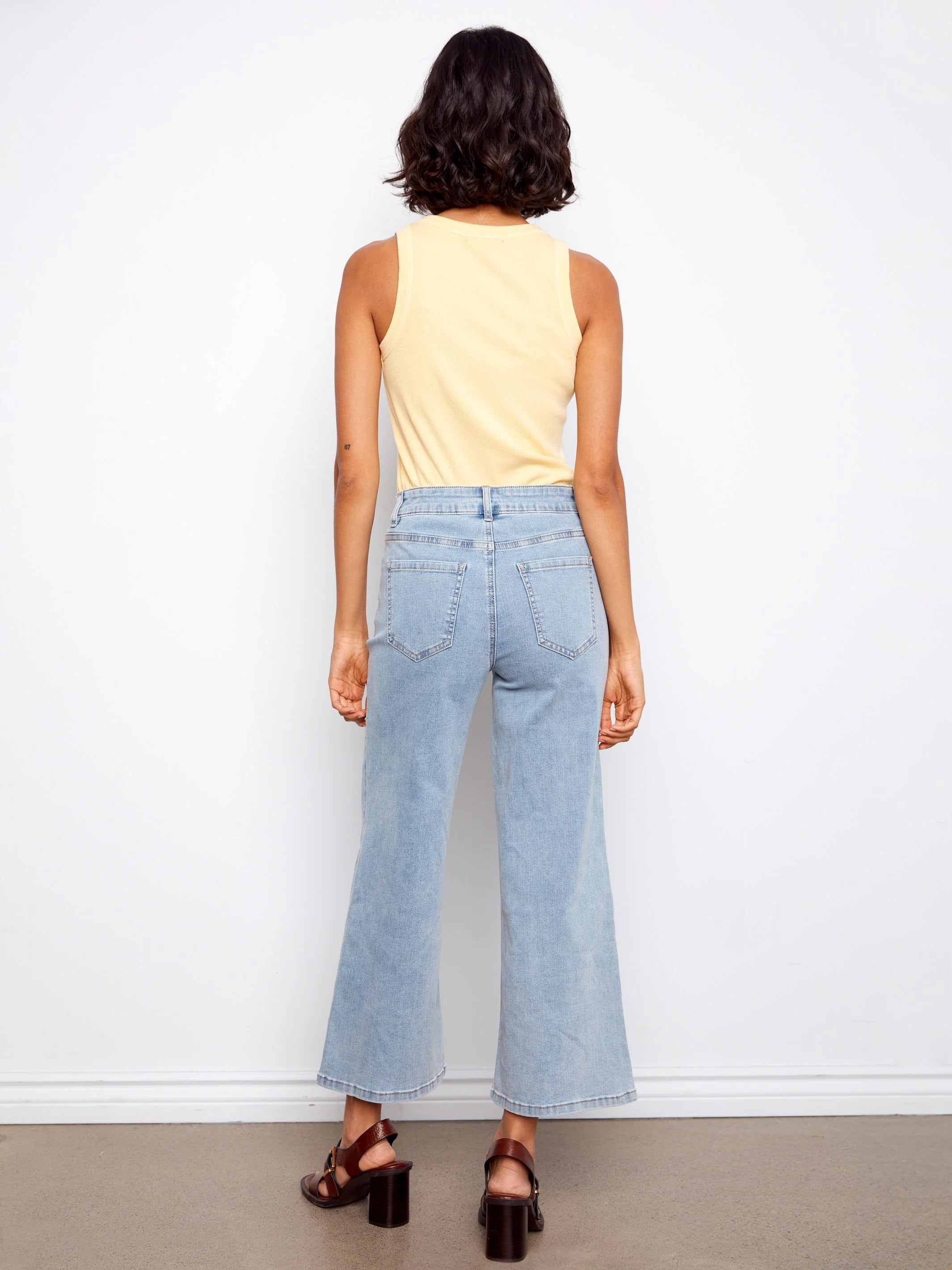 Wide Leg Jeans with Flower Embroidery by Charlie B