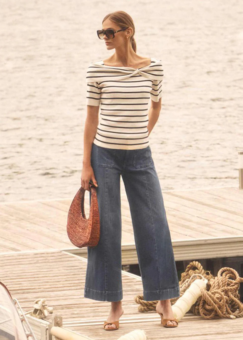 Pull-On Wide Crop Denim Pant by FDJ