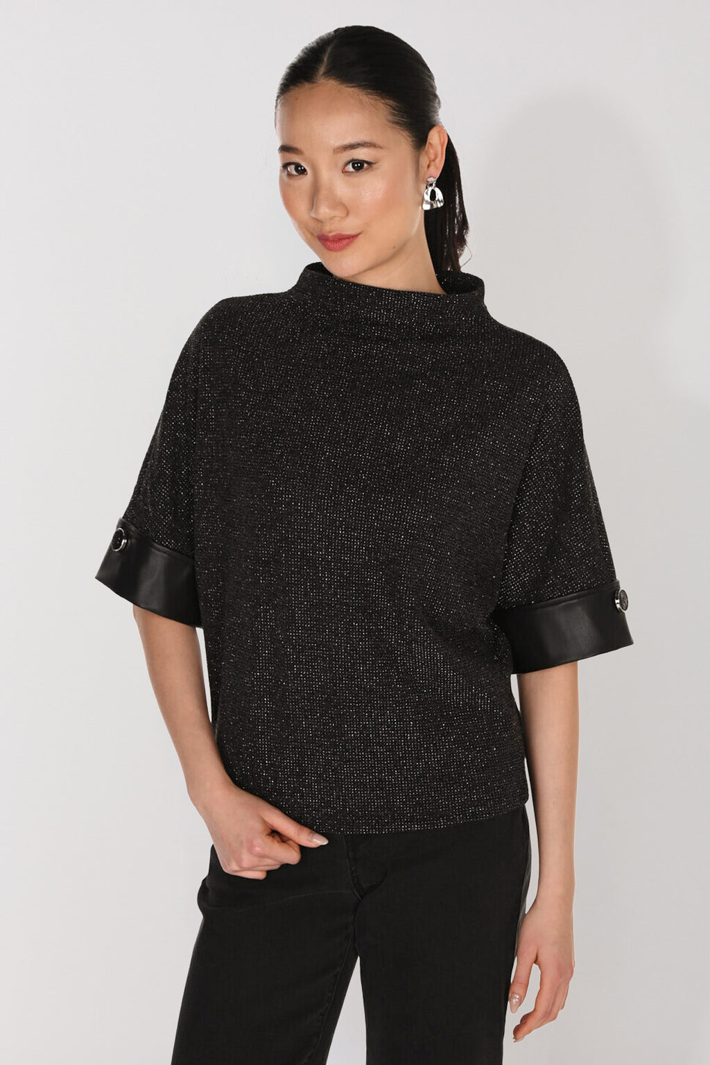 Metallic Knit Pullover Top by Frank Lyman