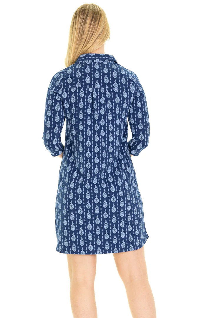 Kit Collared Blue Vine Dress by Duffield Lane