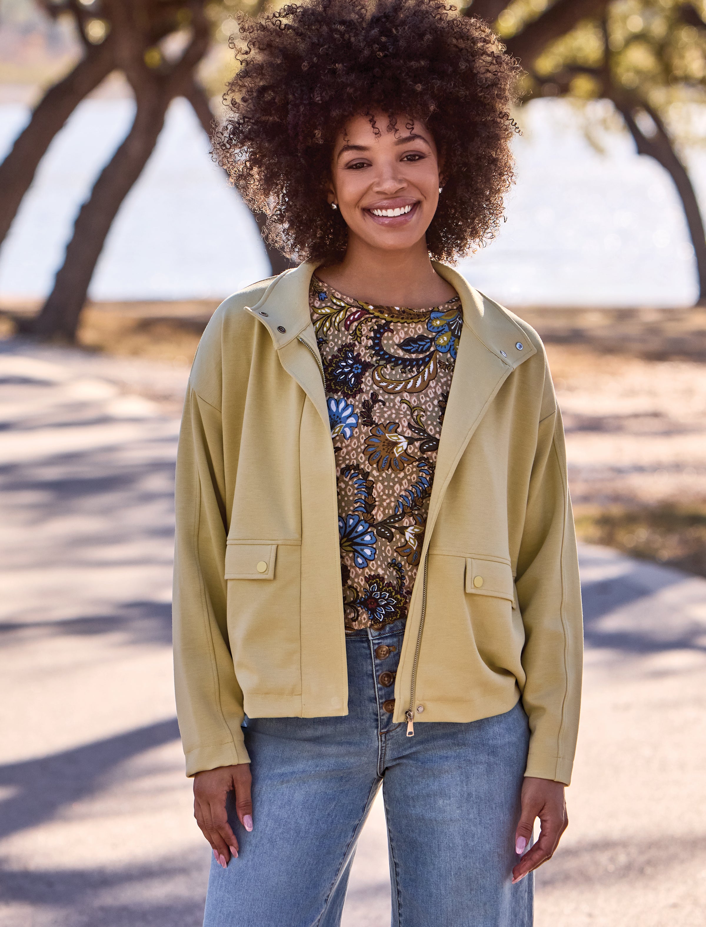 Soft-Touch Funnel Neck Utility Jacket by Tribal