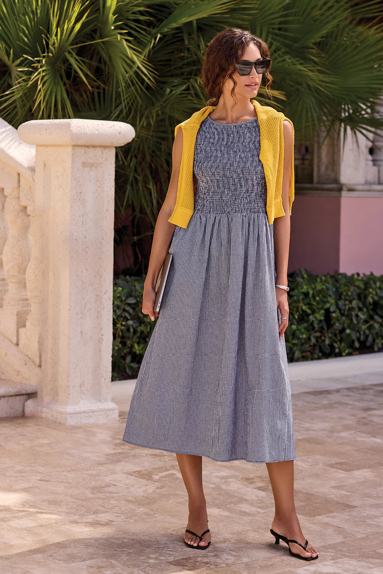 Gingham Smocked-Bodice Maxi Dress by Tribal