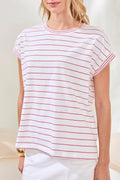 Sangria Red Stripe Short Sleeve Top by Tribal